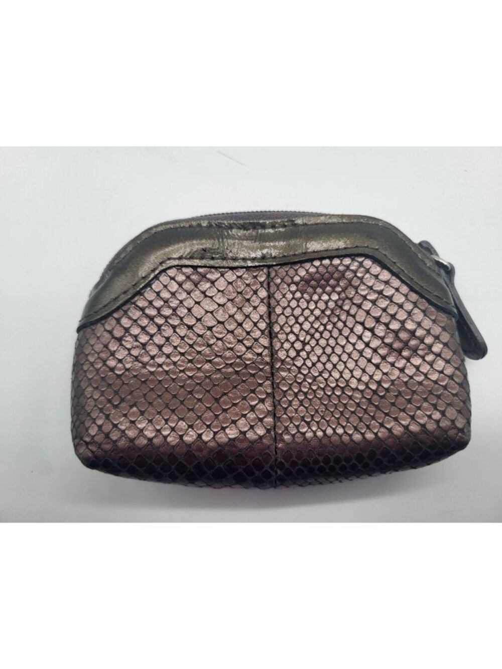 Brighton Small Coin Change Purse Pebbled Leather Brown Croc Heart Zippered - Picture 2 of 6